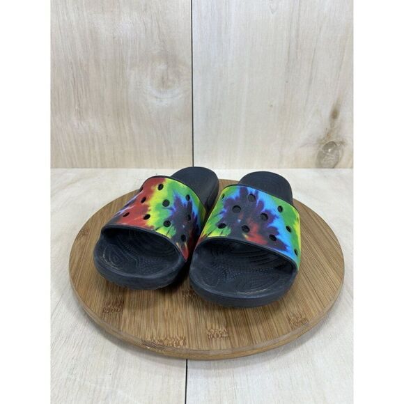 Crocs Classic Tie Dye Multicolor Sandal Slides Unisex Mens 9 Womens 11 - Picture 2 of 8